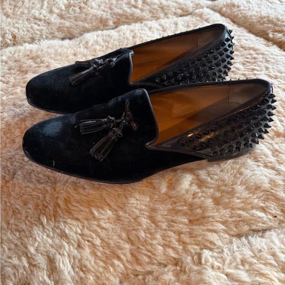 Christian Louboutin Black Spiked Loafers